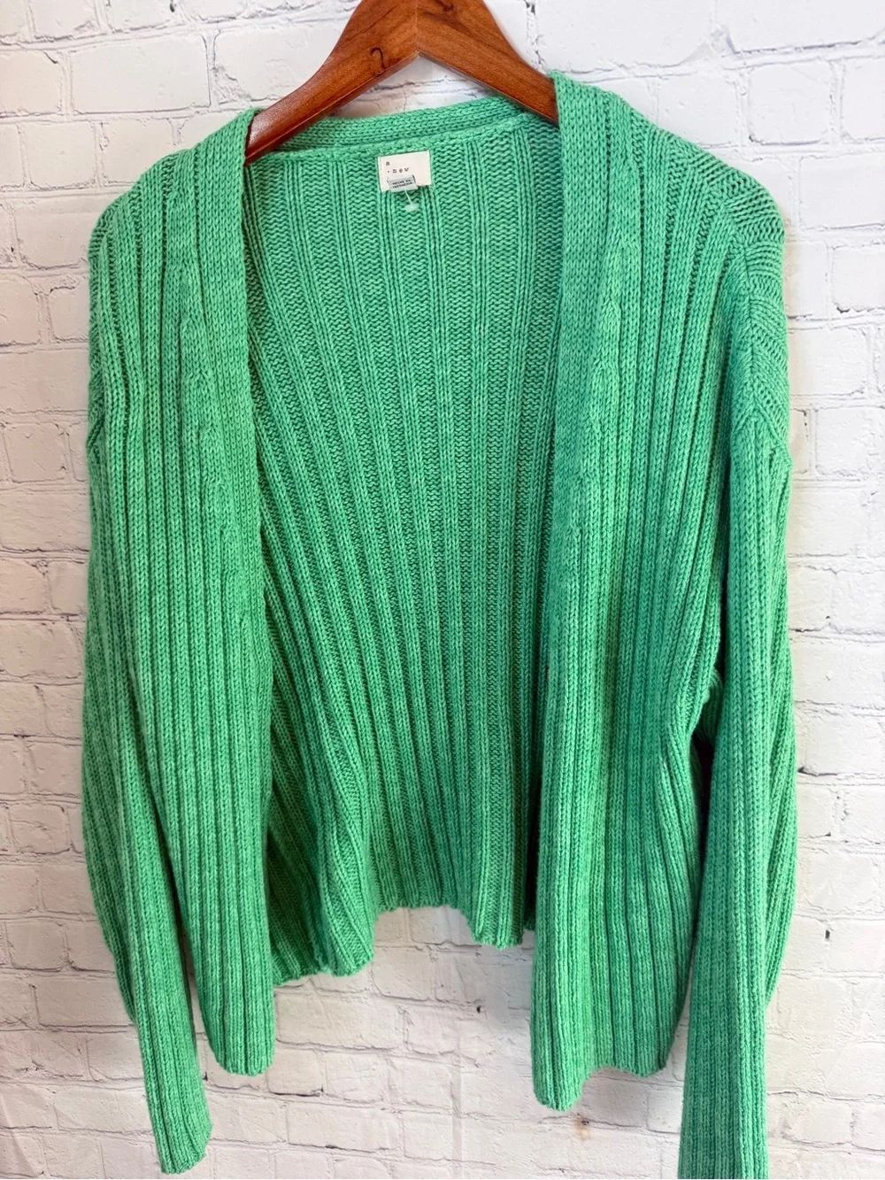 a new day Green Ribbed Open Cardigan